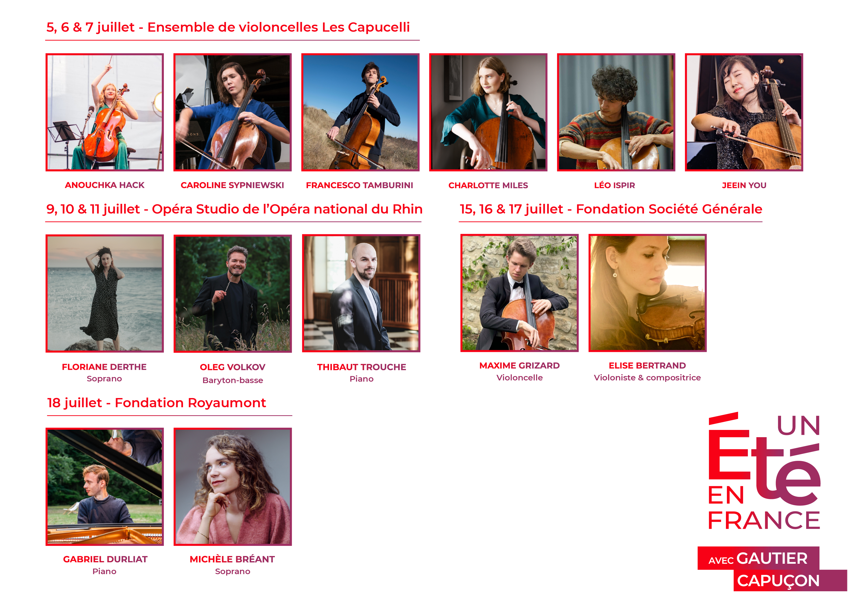 Programmation jeunes artistes Un Été en France 2026