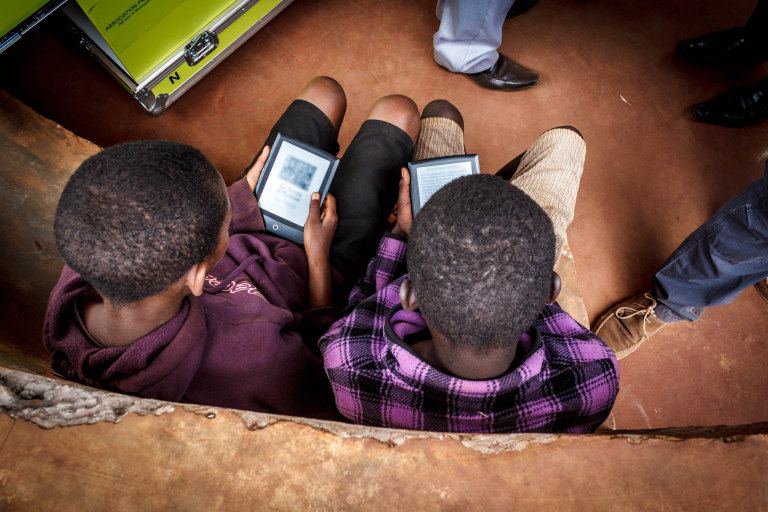 two boys reading